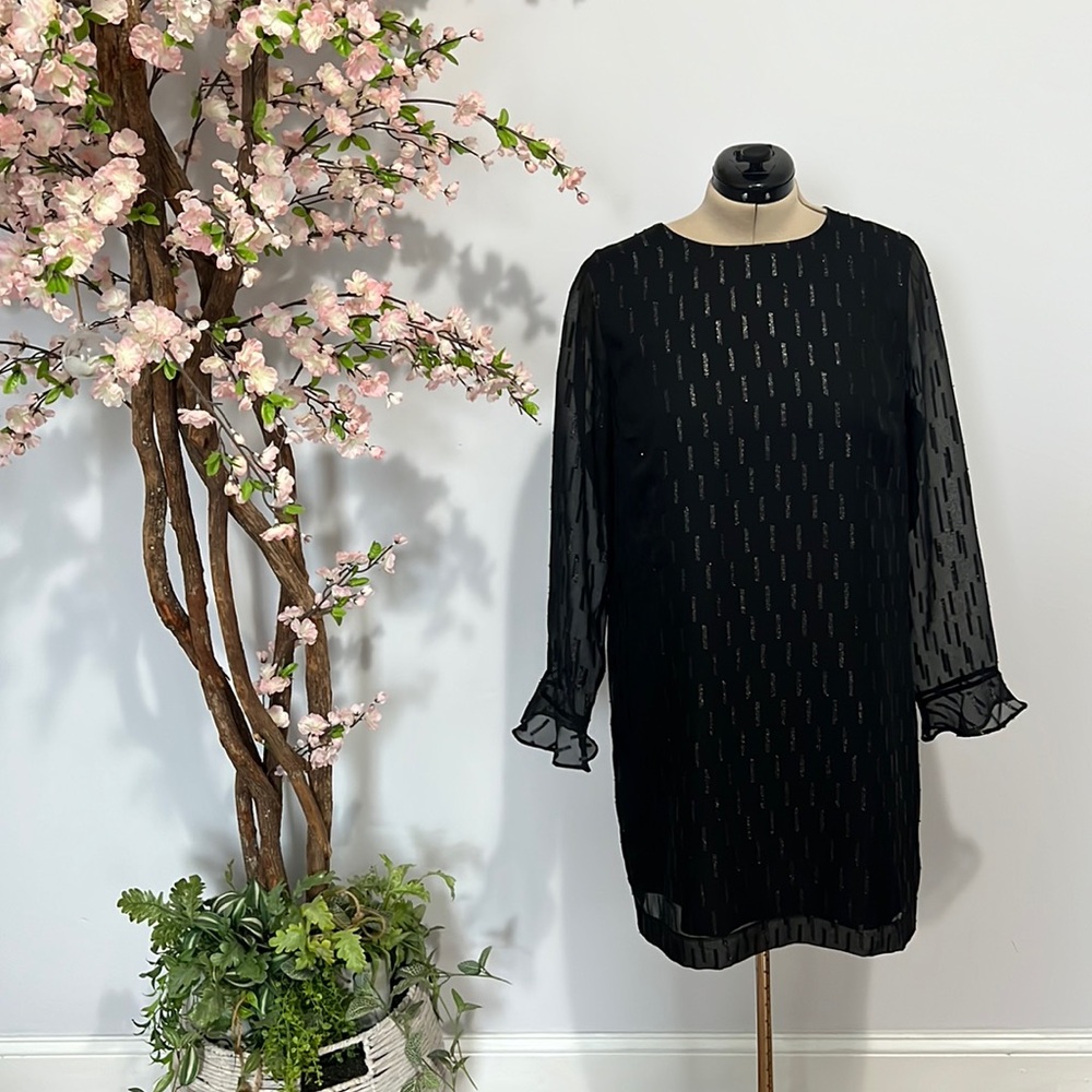 Banana Republic black illusion sleeve dress